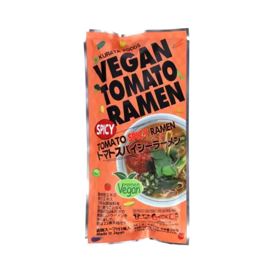 Kurata - Vegan Ramen Spicy Tomato 2x123g - Tăiței vegani cu aromă de roșii picante 2x123g