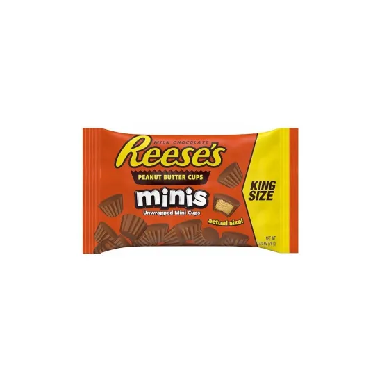 Reese's Peanut Butter Cups Minis King Size - Brioșe mini cu ciocolată cu lapte, umplute cu unt de arahide