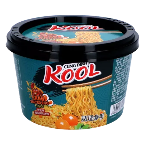 Cung Dình - Kool Brand Noodles Crab Salted Egg Bowl 92g - Tăiței instant cu gust de crab și ou sărat 92g