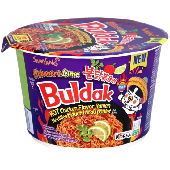 Samyang - Buldak Ramen Habanero Lime Big Bowl 110g - Ramen cu pui extrem de picant Habanero Lime, bol mare 110g