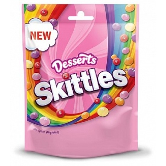 Skittles Desserts 152g - Bomboane de mestecat într-o crustă crocantă de zahăr cu arome de desert