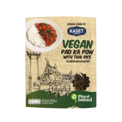 Kaset - Ready to Eat Pad Kai Ka Pow Curry Vegan 280g - Kaset – Meniu Vegan Instant cu Orez Jasmine și Curry Pad Ka-Pao 280g