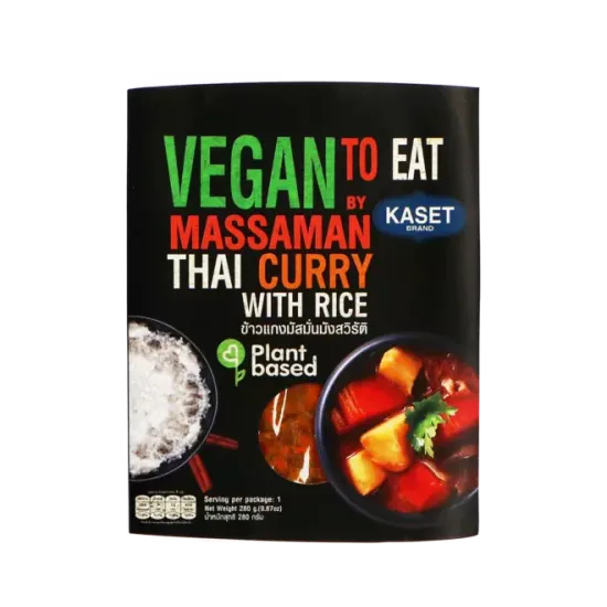Kaset - Ready to Eat Massaman Vegan 280g - Kaset – Meniu Vegan Instant cu Orez Jasmine și Curry Massaman 280g