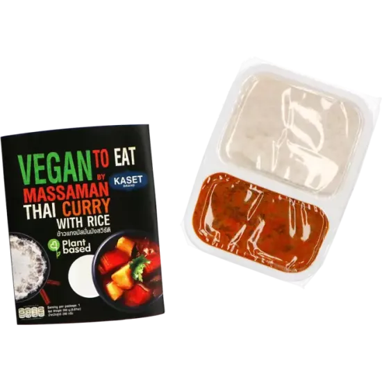 Kaset - Ready to Eat Massaman Vegan 280g - Kaset – Meniu Vegan Instant cu Orez Jasmine și Curry Massaman 280g