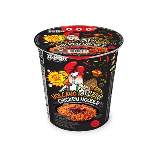 Paldo Volcano Chicken Noodles Cup 70g - supa instant in pahar