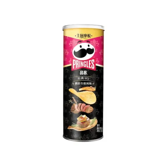 Pringles Classic M5 Steak & Foie Gras Flavor 80g - chipsuri de cartofi cu aroma de friptura si ficat de rata
