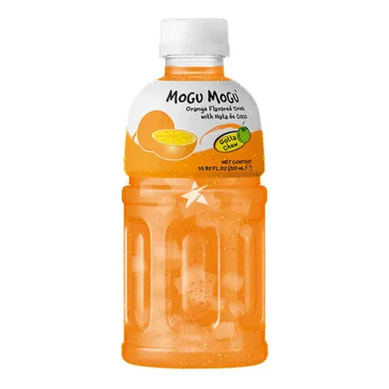 Mogu Mogu Orange Flavoured Drink with Nata de Coco (Gotta Chew) 320ml - Băutură cu aromă de portocale și bucăți de nata de coco 320ml