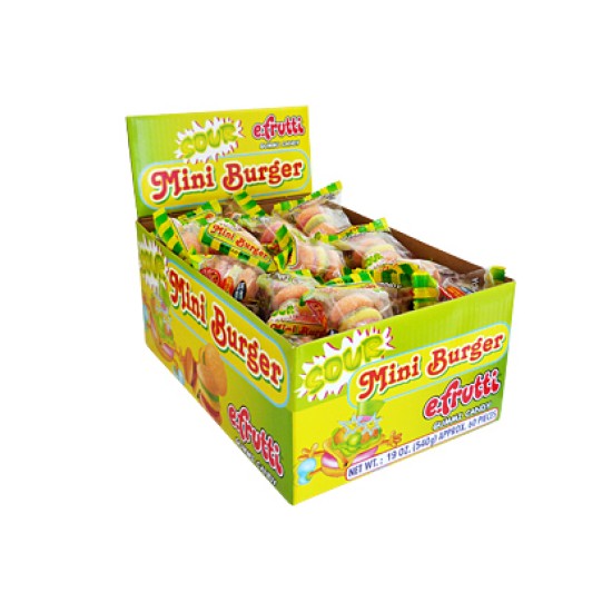 efrutti Gummi Mini Burger Sour 9g - Jeleuri cu aromă de fructe, acoperite cu zahăr acrișor