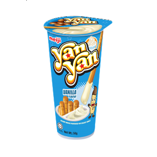 Meiji Yan Yan Vanilla 50g - Gustare cu biscuiți cu aromă de vanilie