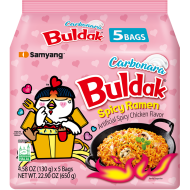 Buldak Carbonara 5x130g - Tăiței instant cu sos carbonara picant 5x130g 
