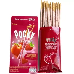 GLICO Crushed Strawberry Peach Biscuit Stick - Bete de biscuiți cu căpșuni și piersici zdrobite