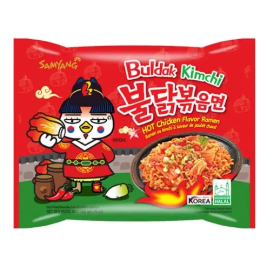 Samyang Hot Chicken Kimchi Ramen 135g - Taitei cu sos super picant cu aroma de pui si kimchi