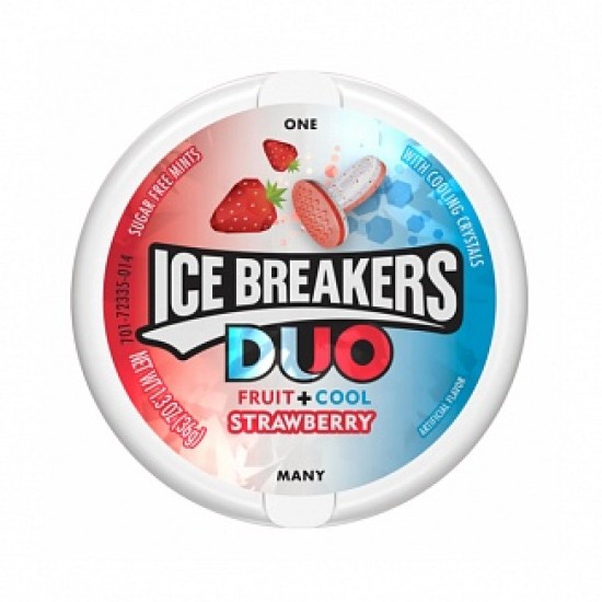 Ice Breakers Mints Duo Strawberry 36g - Bomboane Mentolate Fără Zahăr cu Aromă de Căpșuni