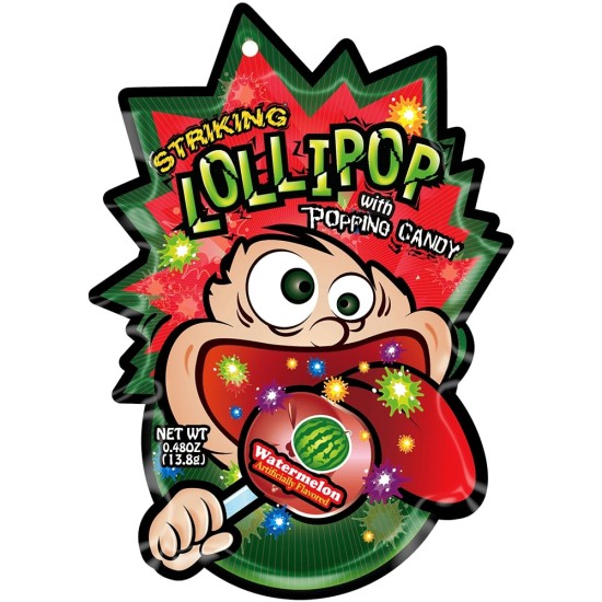 Striking Lollipop with Popping Candy Watermelon - Striking Lollipop -Aromă de pepene verde 13,8g
