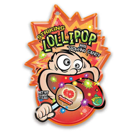 Striking Lollipop with Popping Candy Blood Orange 13.8g