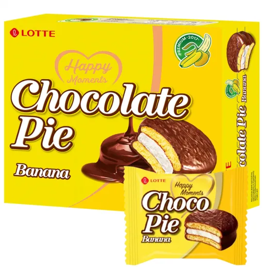 LOTTE Banana Chocolate Pie - Prăjiturică cu banană și ciocolată