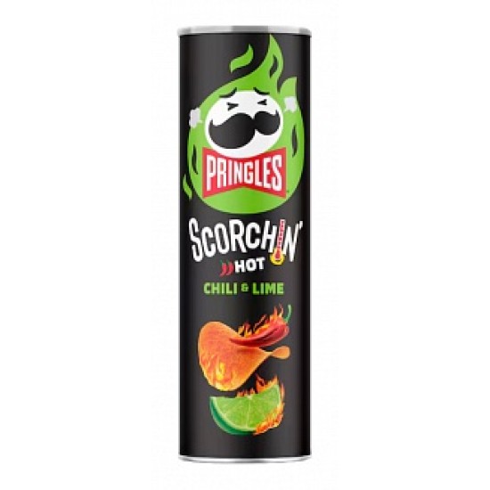 Pringles Scorchin' Chili & Lime 158g - Gustare sărată din cartofi cu aromă de Chili și Lime