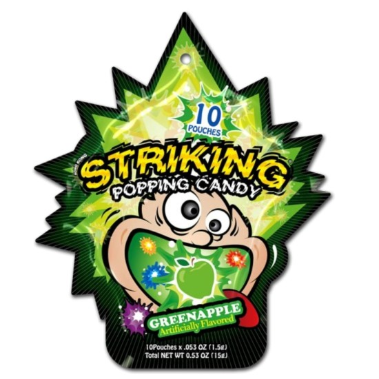 Striking Poppin Candy  Greenappel - ​Striking Popping Candy Aromă de Măr Verde15 g