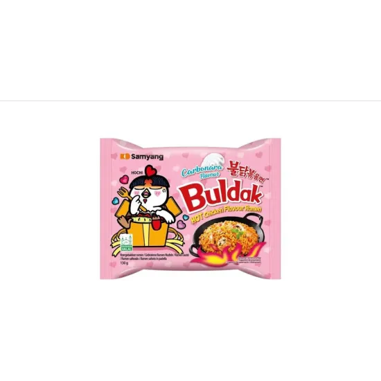 Buldak Carbonara 130g - Tăiței instant cu sos carbonara picant 130g