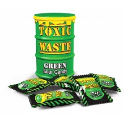 Toxic Waste Sour Candy Drum Green 42g - Bomboane tari acrișoare