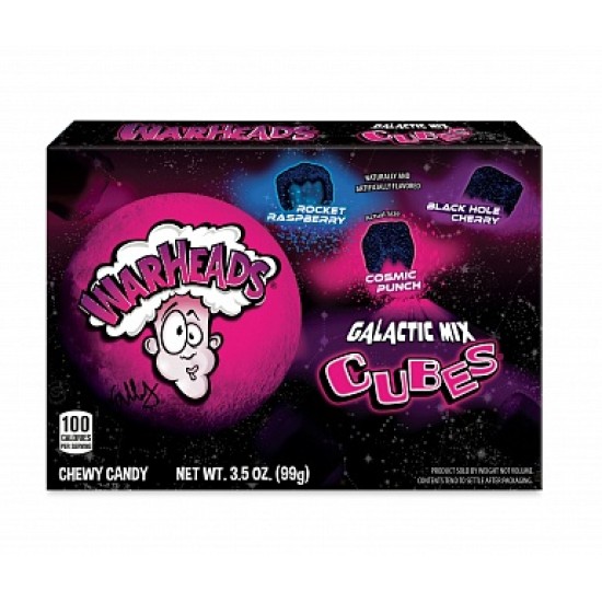 Warheads Cubes Galactic 99g - bomboane masticabile acrișoare cu aromă de fructe